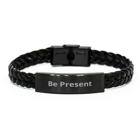 Be Present,  Braided Leather Bracelet. Model 60057