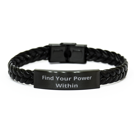 Find Your Power Within,  Braided Leather Bracelet. Model 60057