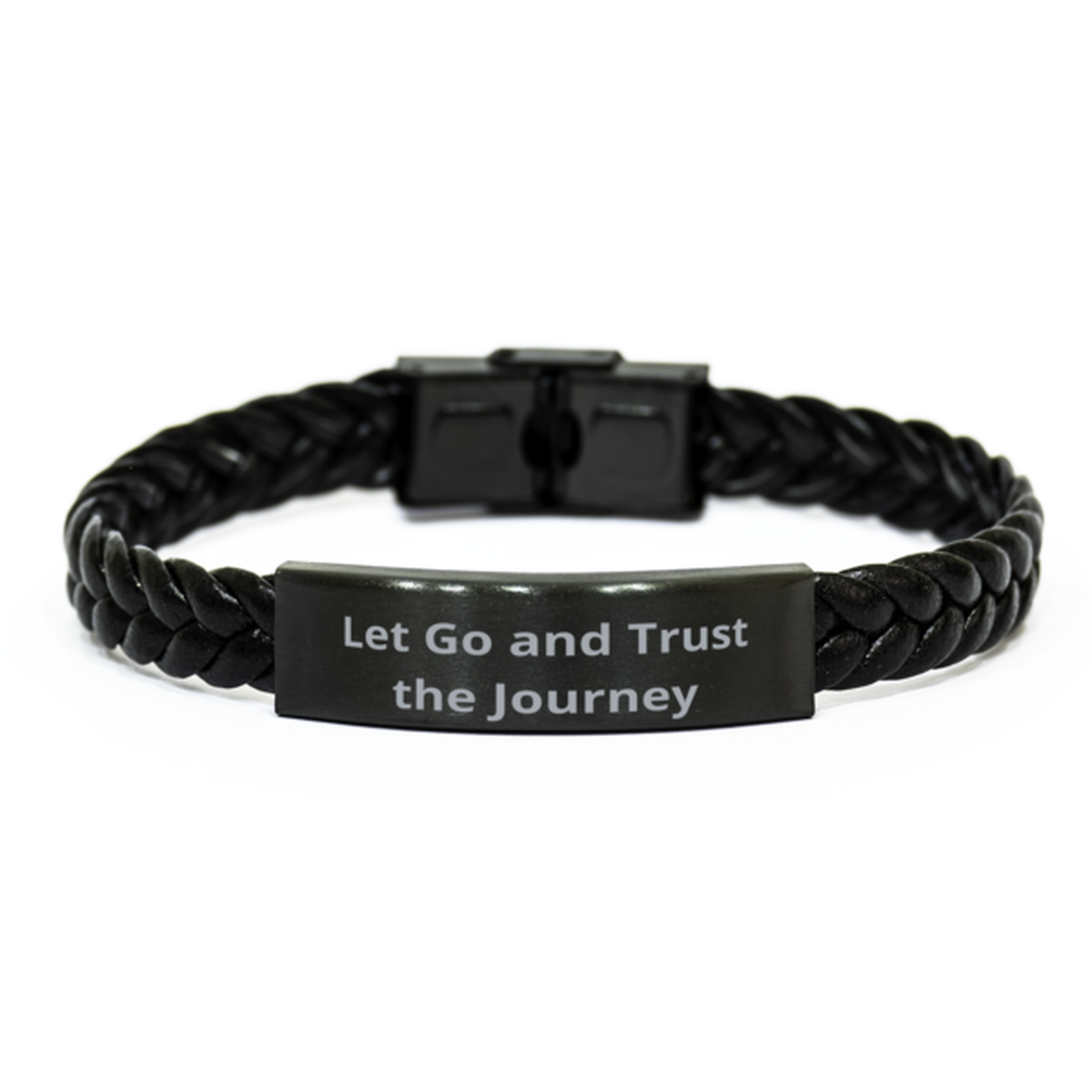 Let Go and Trust the Journey,  Braided Leather Bracelet. Model 60057