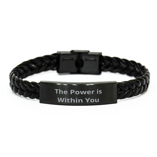 The Power is Within You,  Braided Leather Bracelet. Model 60057