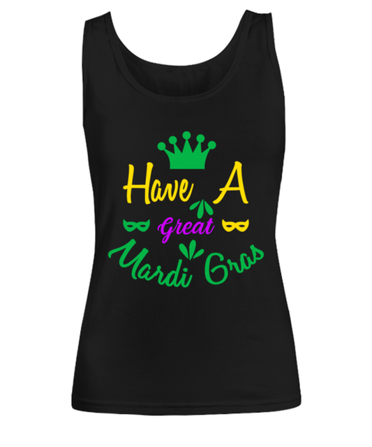 Have a Great Mardi Gras, black Women's Tank Top. Model 60058