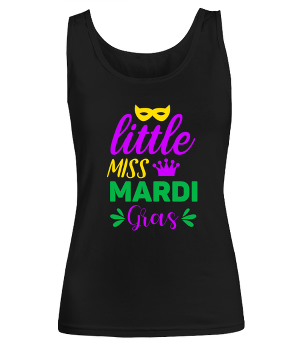 Little miss Mardi Gras, black Women's Tank Top. Model 60058