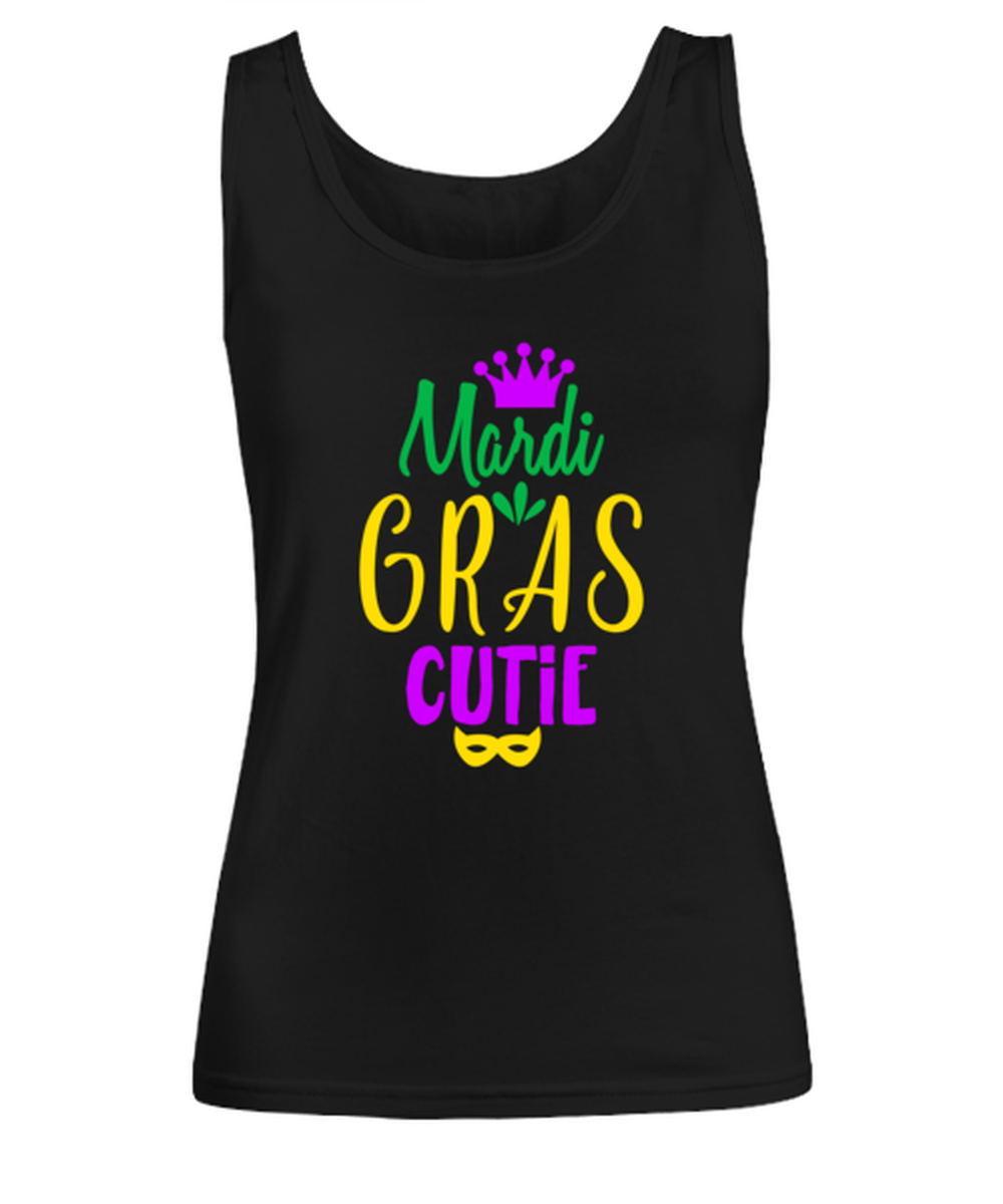 Mardi Gras Cutie, black Women's Tank Top. Model 60058