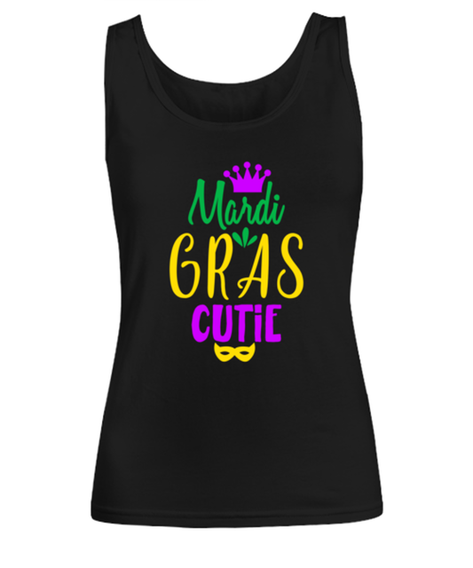 Mardi Gras Cutie, black Women's Tank Top. Model 60058