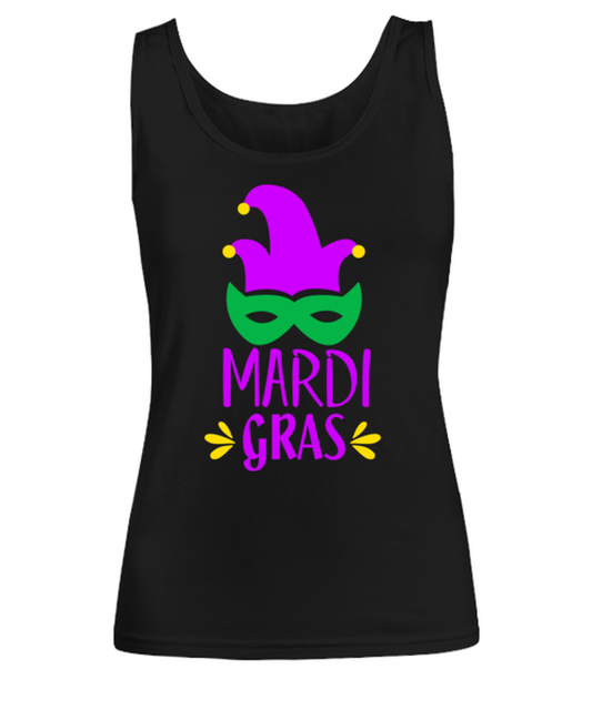 Mardi Gras, black Women's Tank Top. Model 60058
