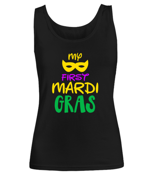 My first Mardi Gras, black Women's Tank Top. Model 60058