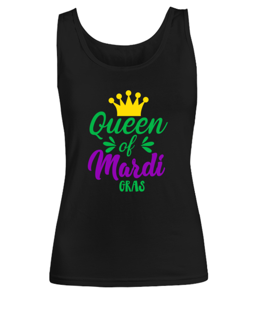 Queen of Mardi Gras, black Women's Tank Top. Model 60058