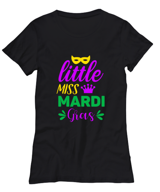 Little miss Mardi Gras, black Women's Tee. Model 60058
