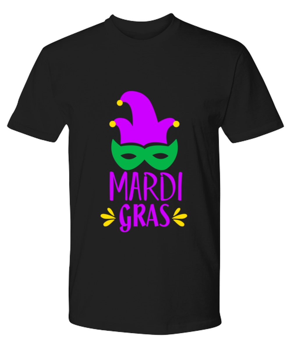 Mardi Gras, black Premium Tee. Model 60058