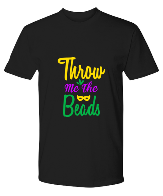 Throw me the Beads, black Premium Tee. Model 60058
