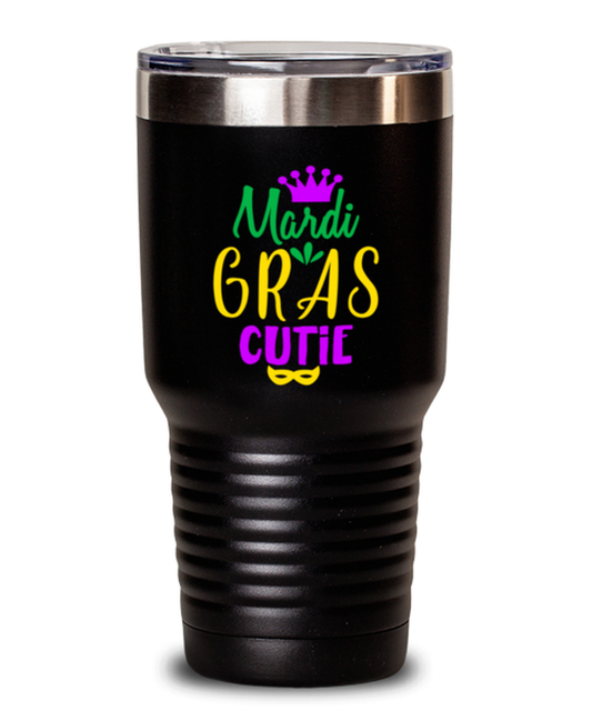 Mardi Gras Cutie, black Tumbler 30oz. Model 60059
