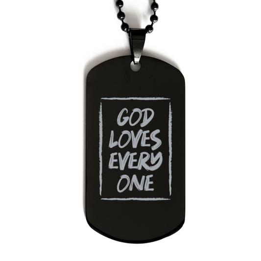 God Love Every One 2,  Black Dog Tag Bracelet. Model 60060