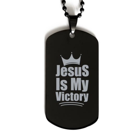 Jesus is My Victory,  Black Dog Tag Bracelet. Model 60060