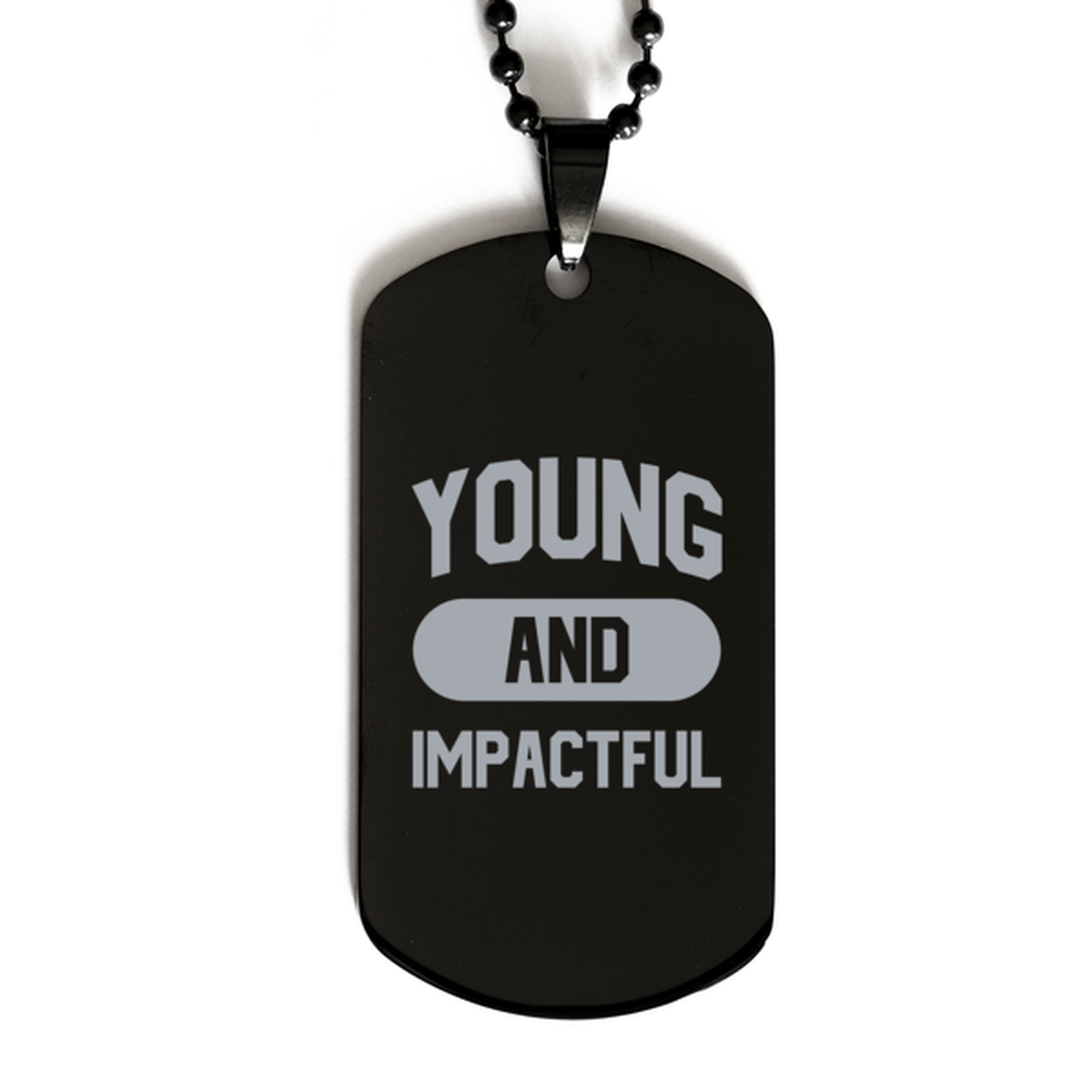 Young and Impactful,  Black Dog Tag Bracelet. Model 60060