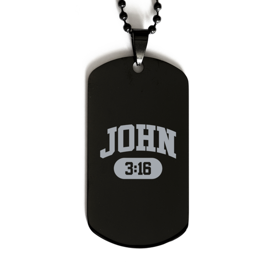 John 3:16,  Black Dog Tag Bracelet. Model 60060