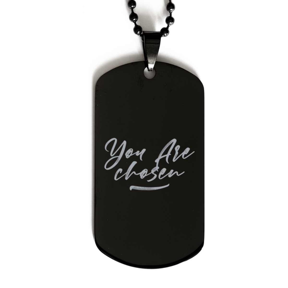 You Are Chosen,  Black Dog Tag Bracelet. Model 60060