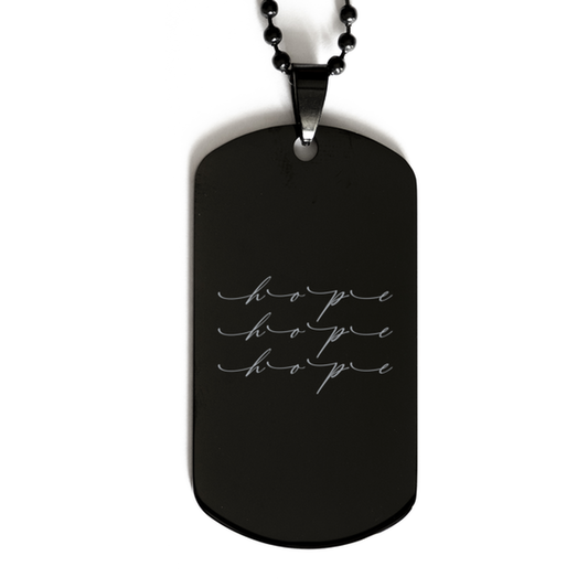 Hope Hope Hope,  Black Dog Tag Bracelet. Model 60060
