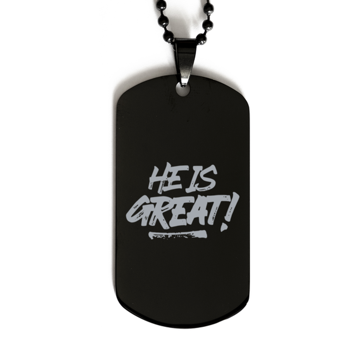 He is Great,  Black Dog Tag Bracelet. Model 60060