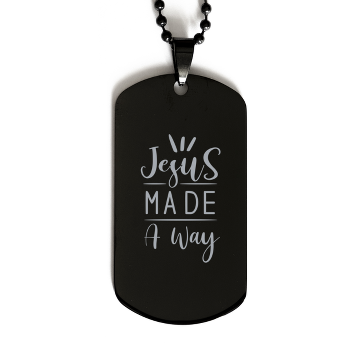Jesus Made a Way,  Black Dog Tag Bracelet. Model 60060