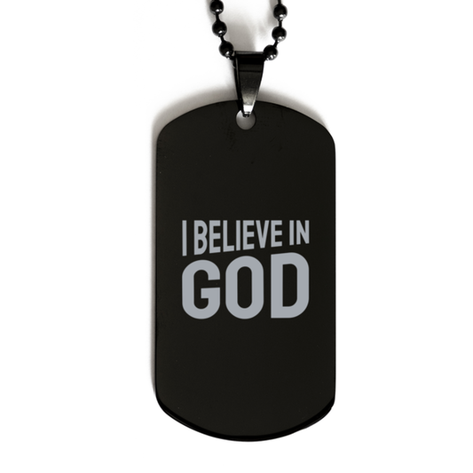 I Believe in God,  Black Dog Tag Bracelet. Model 60060