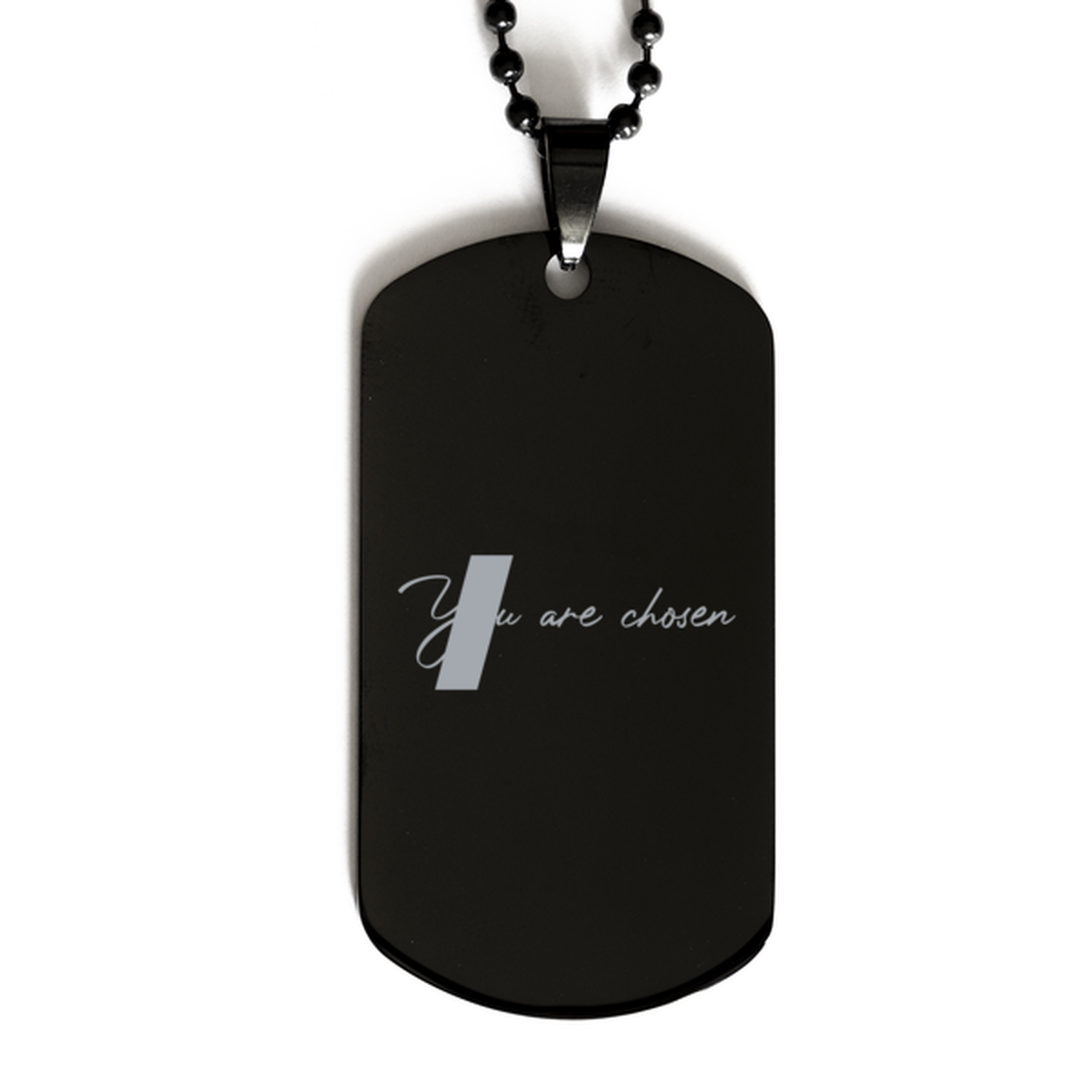 You Are Chosen,  Black Dog Tag Bracelet. Model 60060