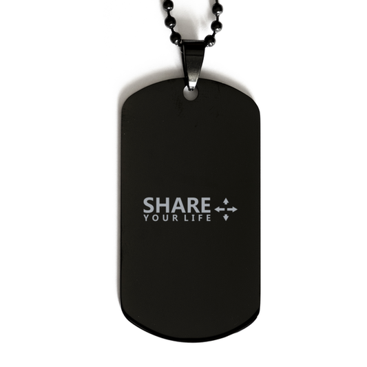 Share Your Life,  Black Dog Tag Bracelet. Model 60060