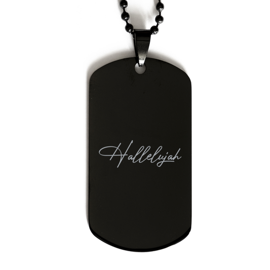 Hallelujah,  Black Dog Tag Bracelet. Model 60060