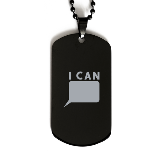 I Can No Comment,  Black Dog Tag Bracelet. Model 60060