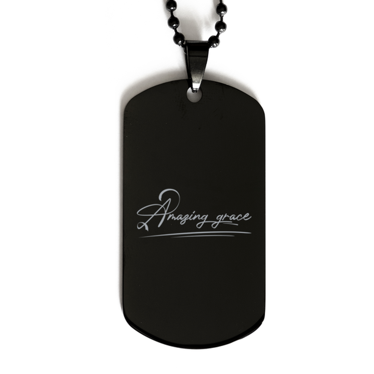 Amazing Grace,  Black Dog Tag Bracelet. Model 60060