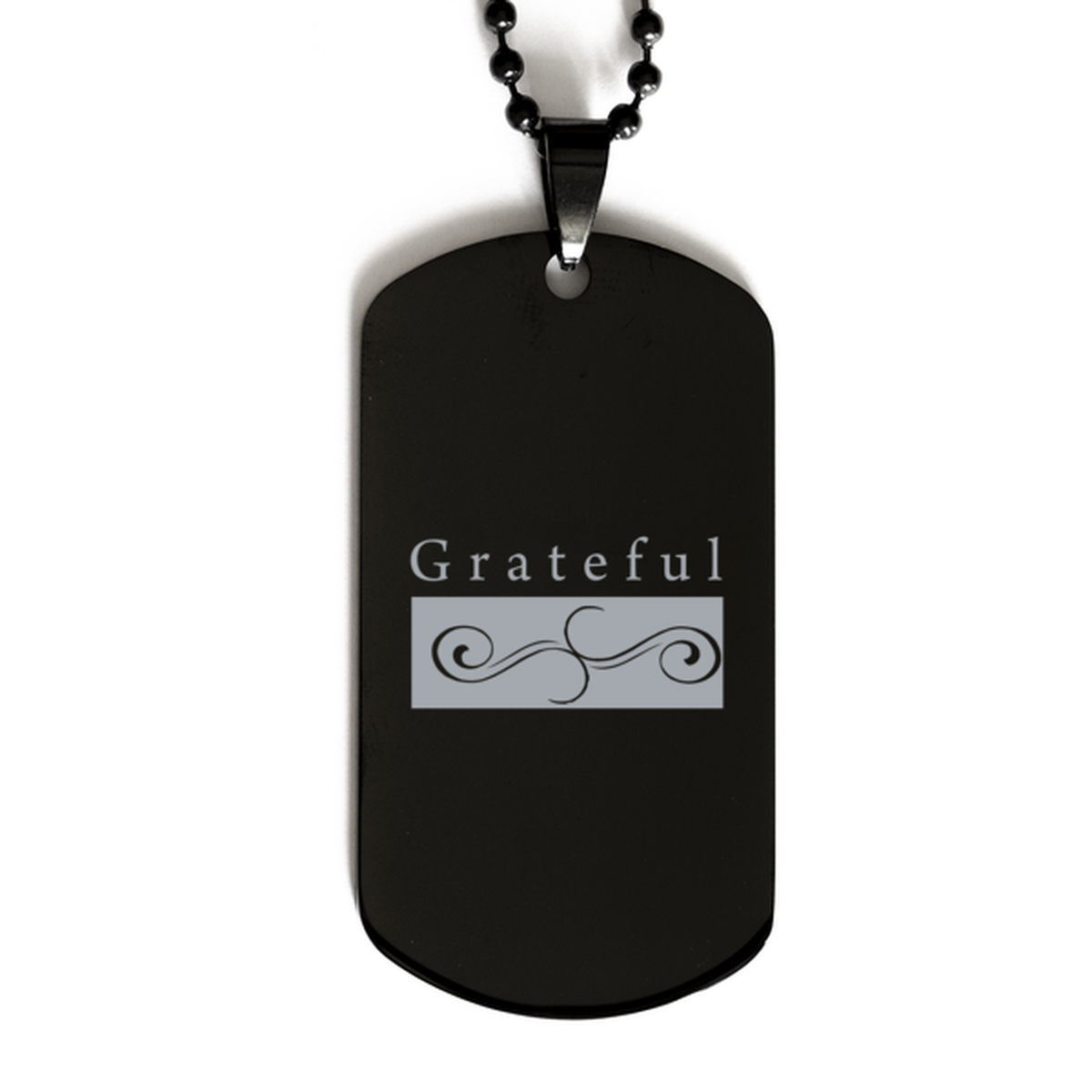 Grateful,  Black Dog Tag Bracelet. Model 60060