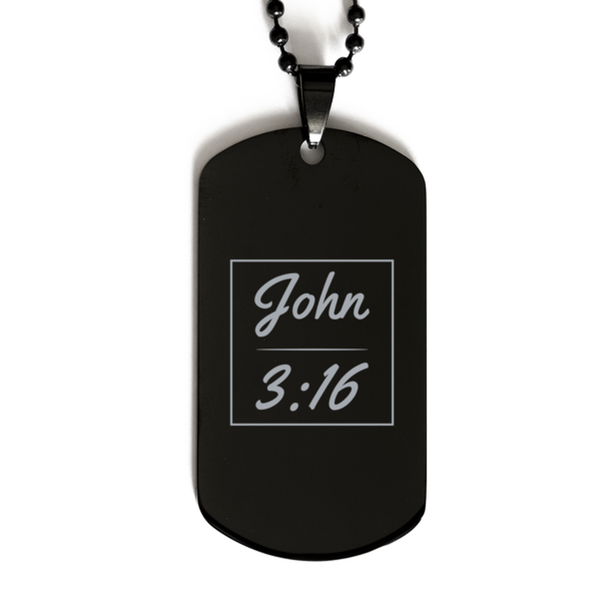 John 3:16,  Black Dog Tag Bracelet. Model 60060