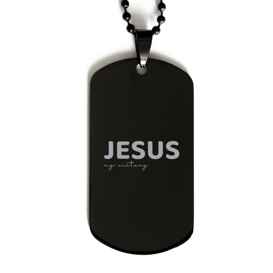 Jesus is My Victory,  Black Dog Tag Bracelet. Model 60060