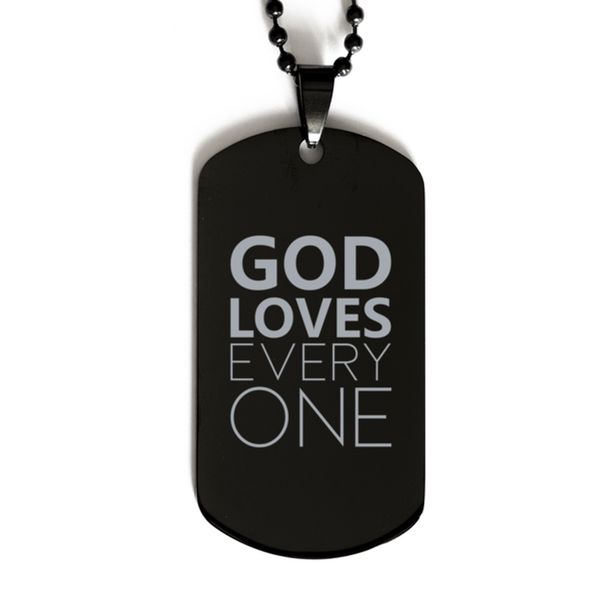 God Loves Everyone,  Black Dog Tag Bracelet. Model 60060