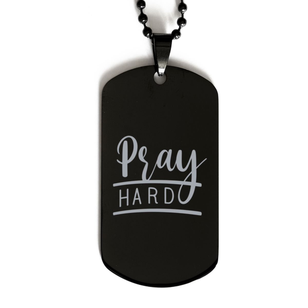 Pray Hard,  Black Dog Tag Bracelet. Model 60060