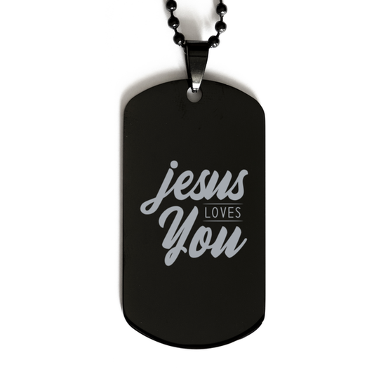 Jesus Loves You 3,  Black Dog Tag Bracelet. Model 60060