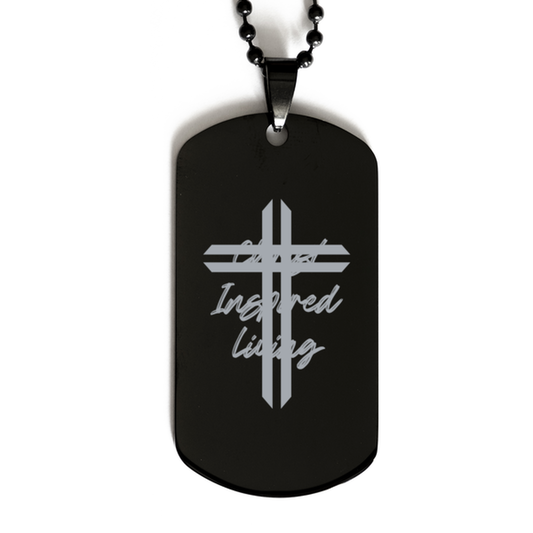 Christ Inspired Living,  Black Dog Tag Bracelet. Model 60060
