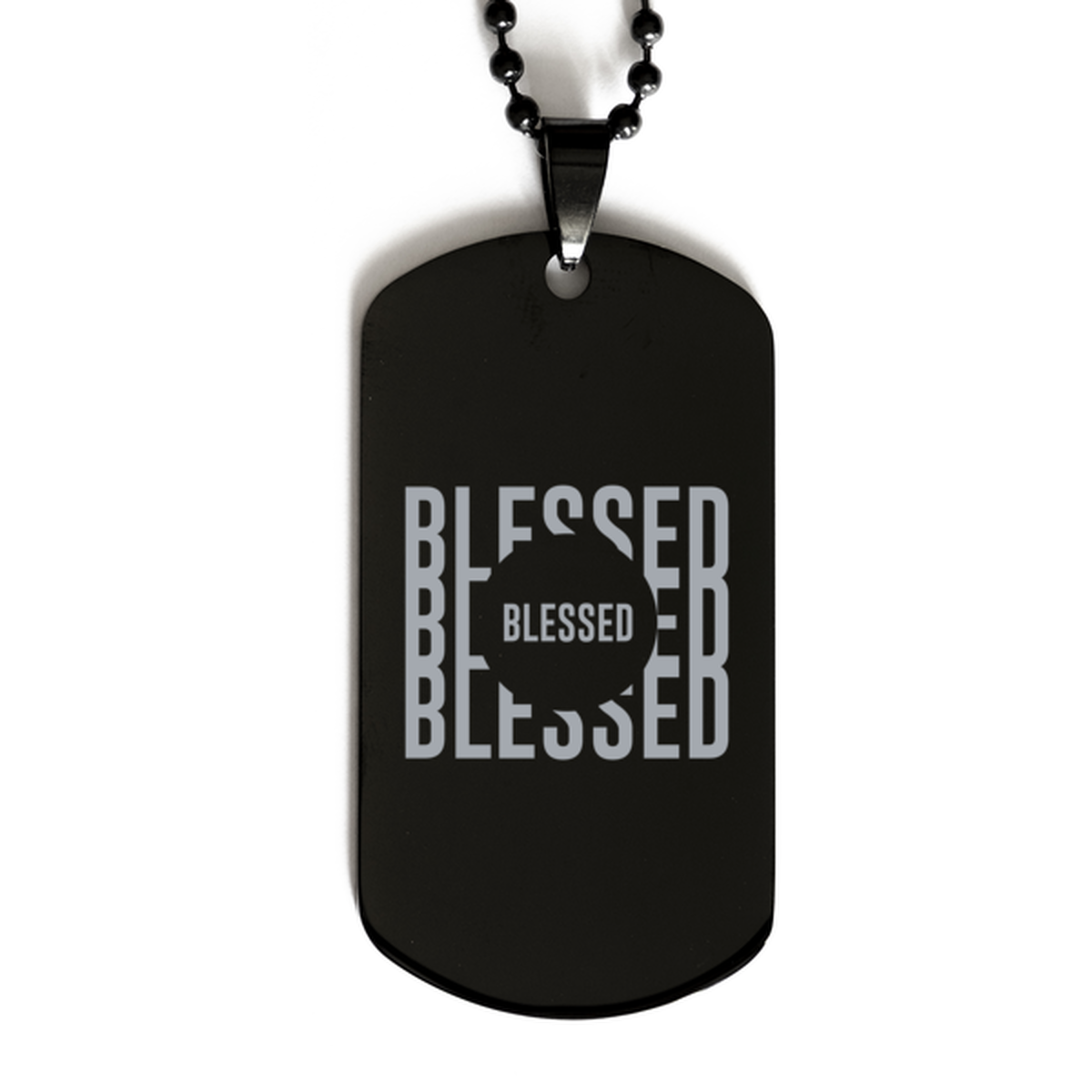 Blessed 6,  Black Dog Tag Bracelet. Model 60060