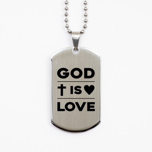 God is Love,  Silver Dog Tag Bracelet. Model 60061