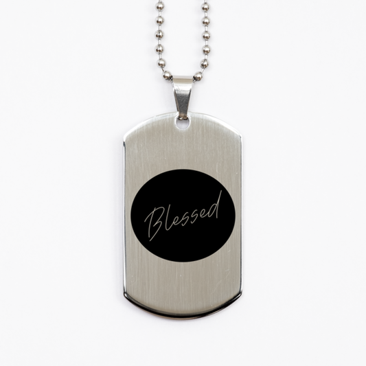 Blessed,  Silver Dog Tag Bracelet. Model 60061