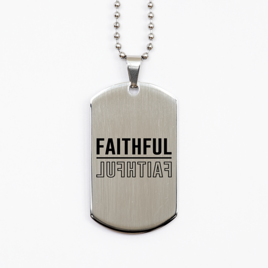 Faithful,  Silver Dog Tag Bracelet. Model 60061