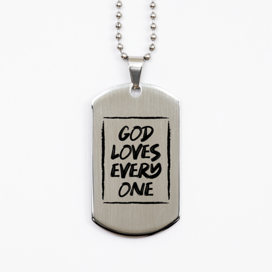 God Love Every One 2,  Silver Dog Tag Bracelet. Model 60061