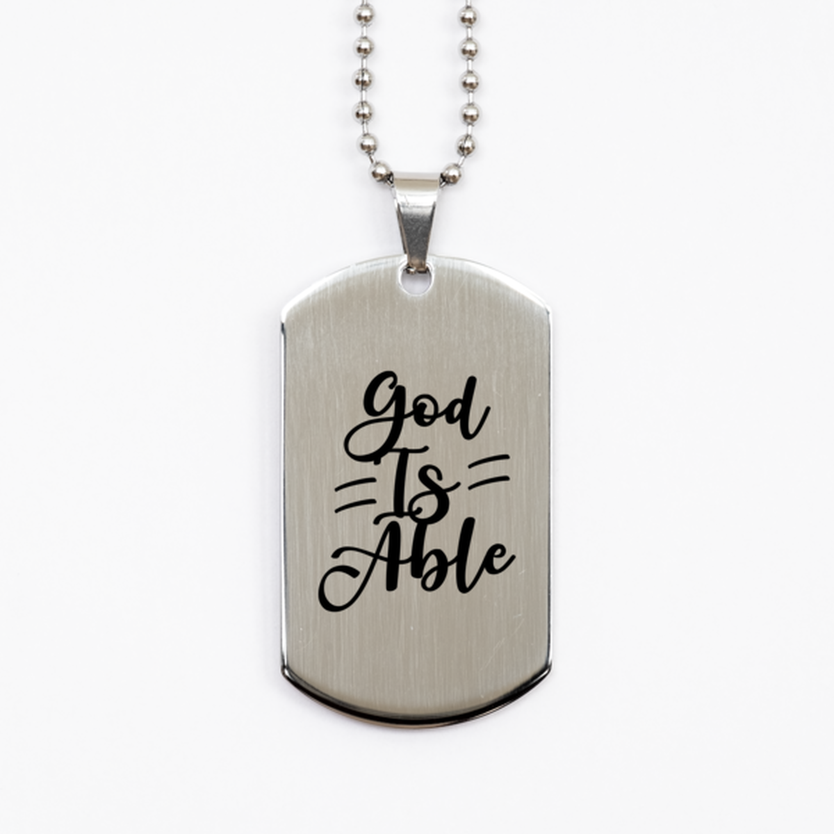 God is Able,  Silver Dog Tag Bracelet. Model 60061