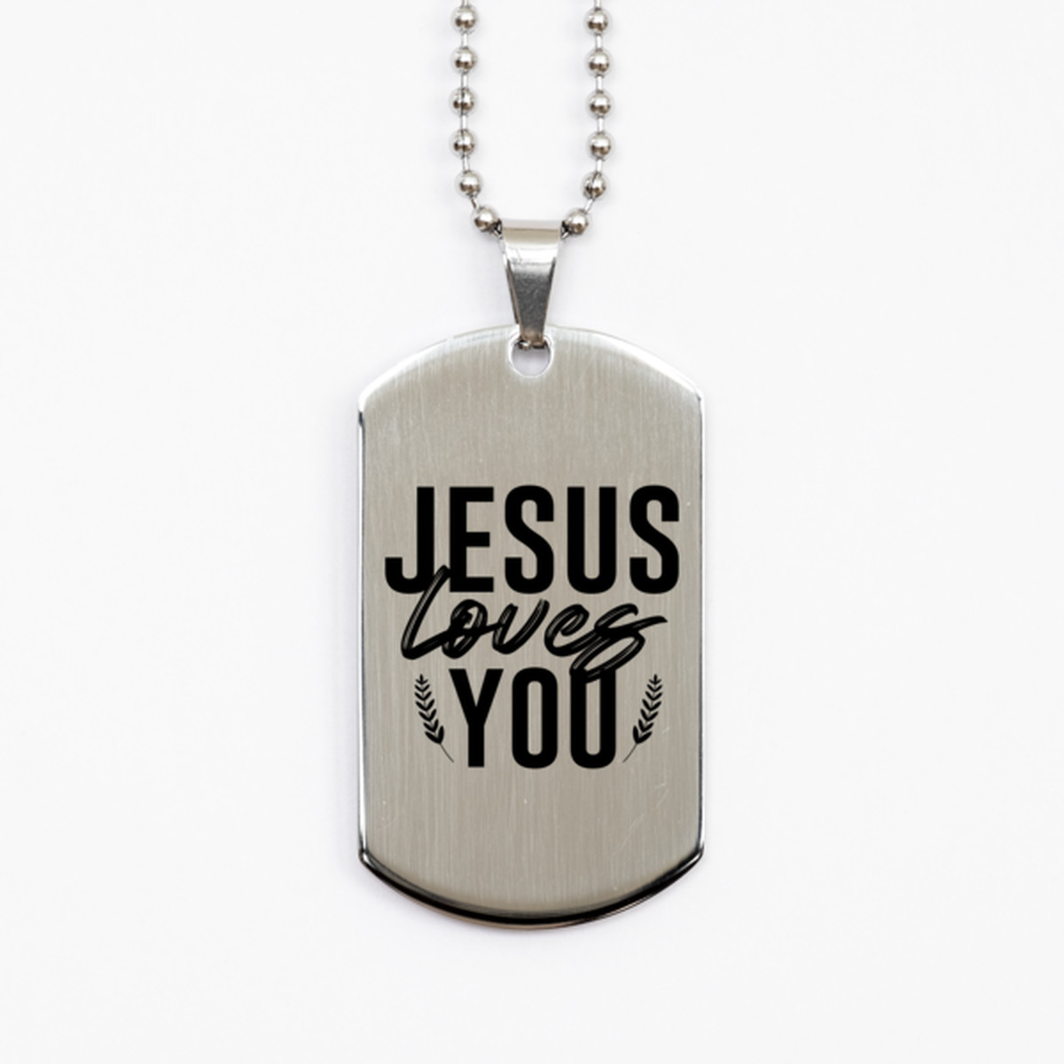 Jesus Loves You,  Silver Dog Tag Bracelet. Model 60061