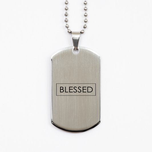 Blessed 3,  Silver Dog Tag Bracelet. Model 60061