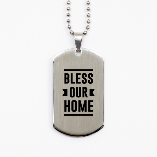 Bless Our Home,  Silver Dog Tag Bracelet. Model 60061