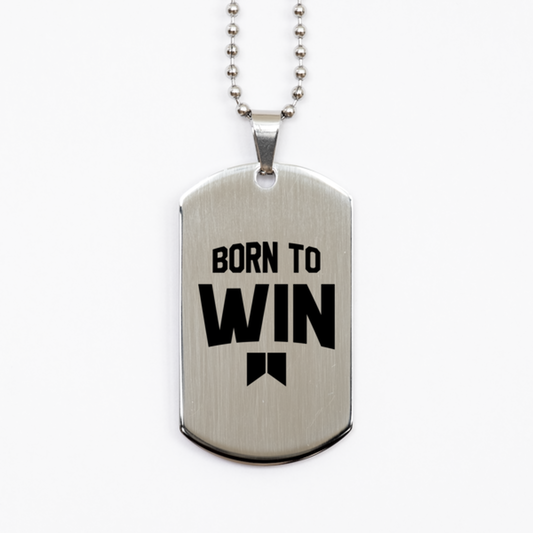 Born to Win,  Silver Dog Tag Bracelet. Model 60061