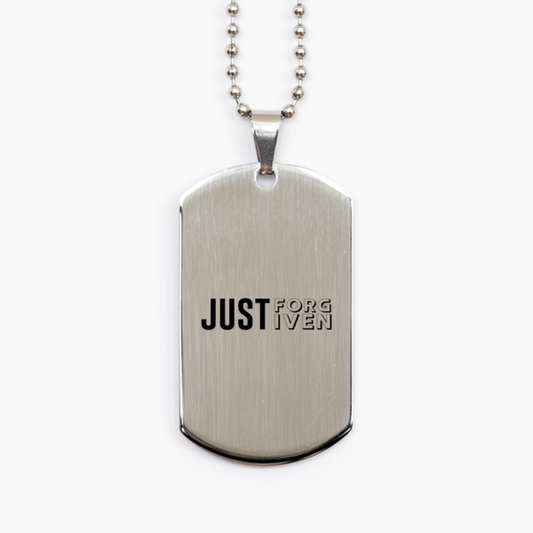 Just Forgiven,  Silver Dog Tag Bracelet. Model 60061