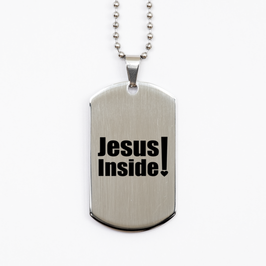 Jesus Inside,  Silver Dog Tag Bracelet. Model 60061