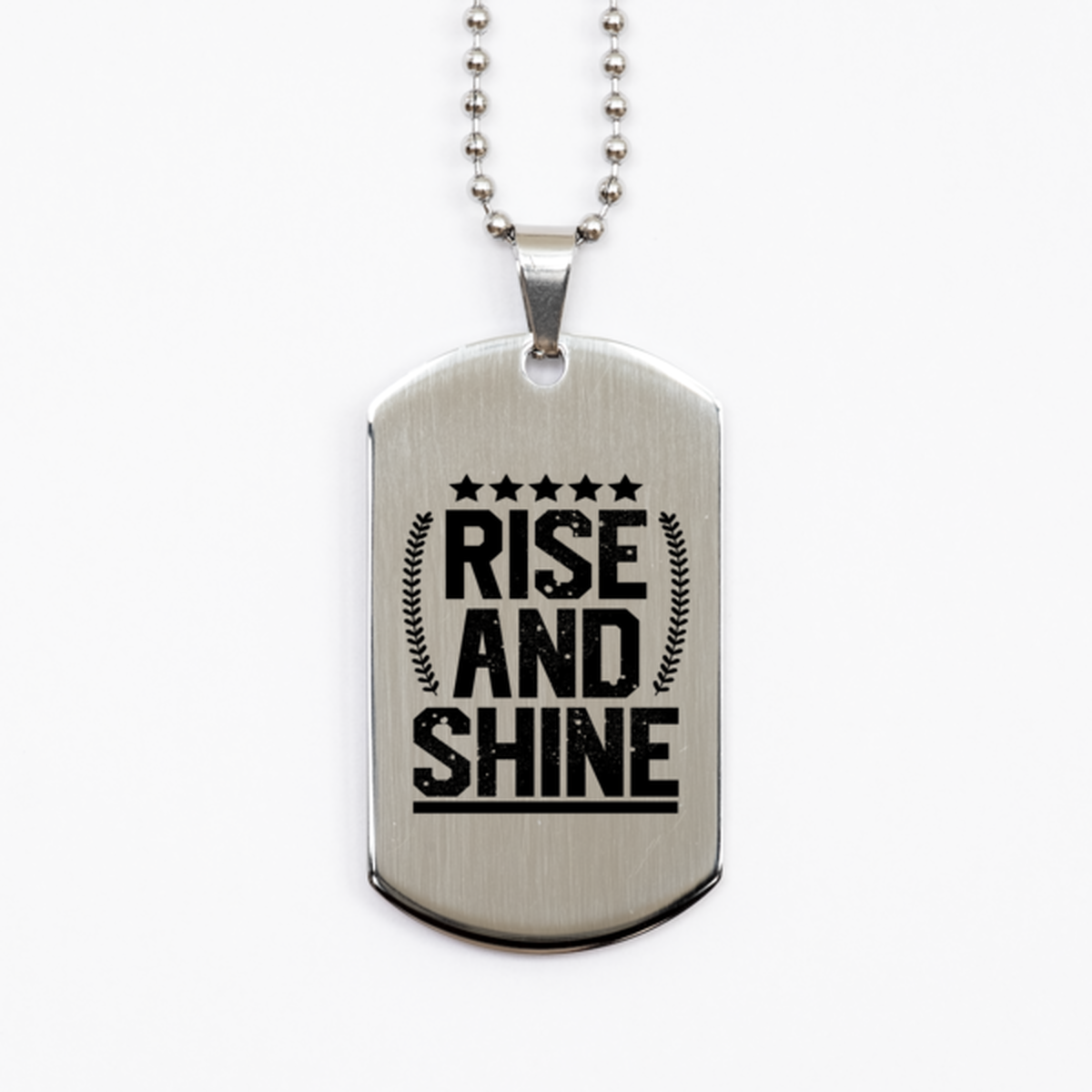 Rise and Shine,  Silver Dog Tag Bracelet. Model 60061
