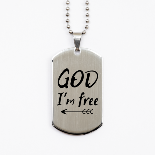 God Im Free,  Silver Dog Tag Bracelet. Model 60061